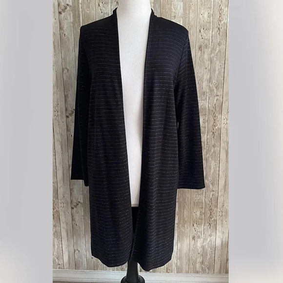 J. Jill Sweaters - J.Jill Wearever Black Long Open Front Cardigan Jacket